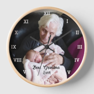 Horloge Meilleur collage photo de grand-mère Créez votre p
