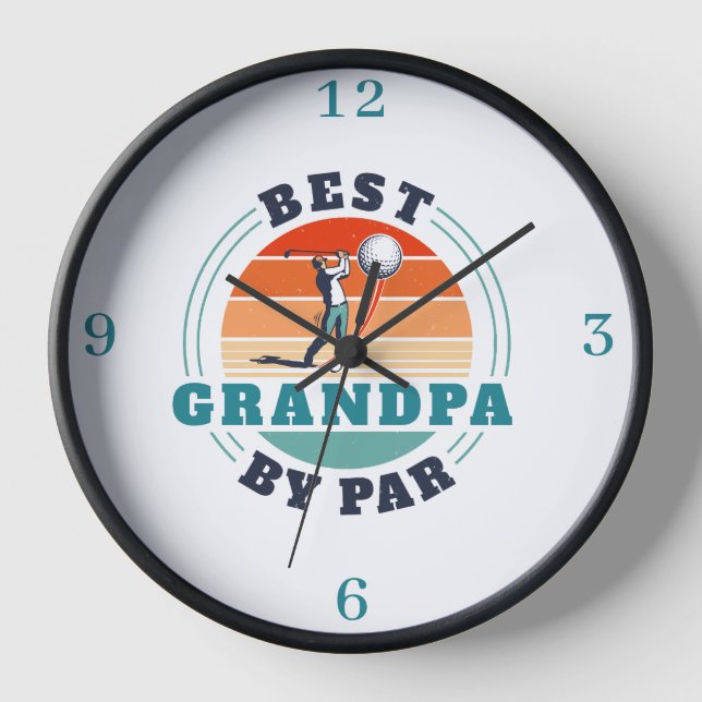 Horloge Meilleur Grand-Père Par Par Retro Amoureux du Golf (Recto)