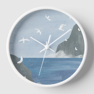 Horloge Mer froide et mouettes
