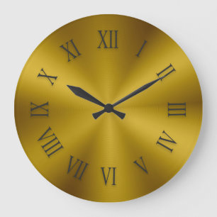 Horloge métallique d'or antique avec chiffres rom