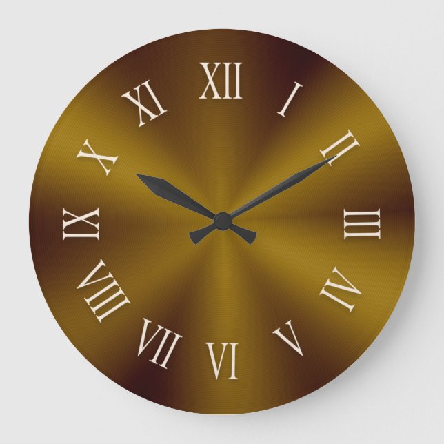 Horloge métallique en or foncé avec chiffres romai (Recto)