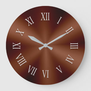 Horloge métallique marron avec chiffres romains à 