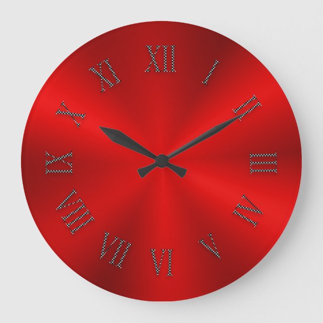 Horloge métallique rouge brillante avec chiffres r (Recto)