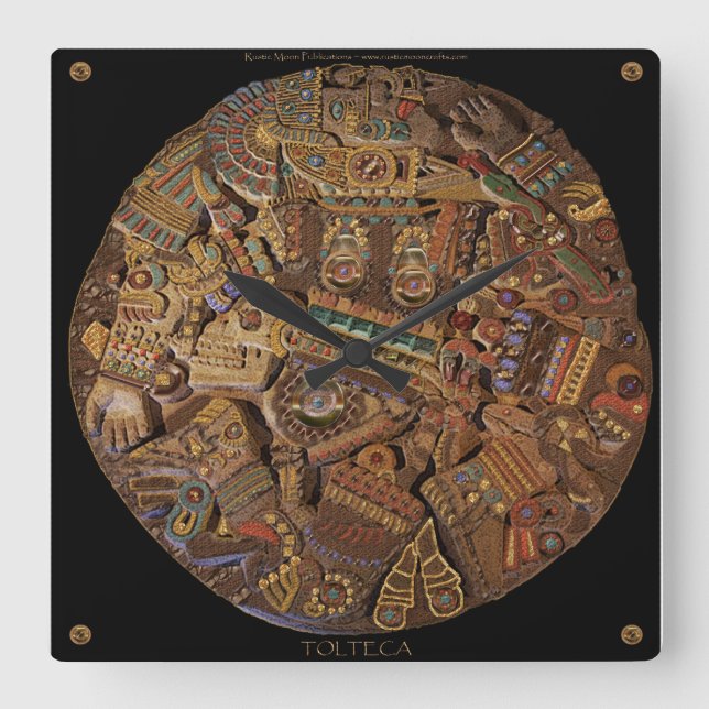 Horloge mexicaine aztèque en pierre découpée maya (Recto)