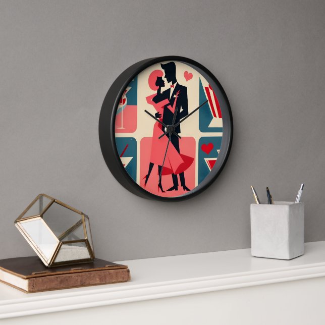 Horloge Mid Century moderne Valentine Dancing Couple (Bureau)