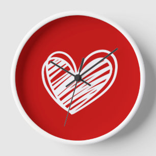 Horloge Mignon Moderne Unique Cœurs Rouges Élégant Romanti