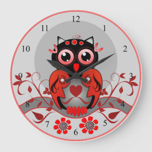 Horloge mignonne de hibou de bande dessinée en
