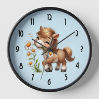 Mignonne Pony Mange Manger Des Marguerites