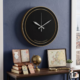 Horloge minimaliste noir et or Départs Arrivées pe