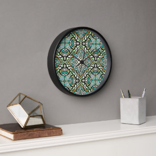 Horloge Mint Vert Turquoise Hip Bohemian Bali Art Motif