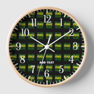 HORLOGE MODÈLE DE TEXTE D'IMAGE NOIRE SIMPLE ET MODERNE