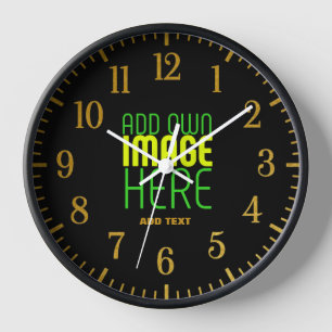 HORLOGE MODÈLE DE TEXTE D'IMAGE NOIRE SIMPLE ET MODERNE