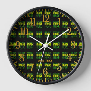 HORLOGE MODÈLE DE TEXTE D'IMAGE NOIRE SIMPLE ET MODERNE