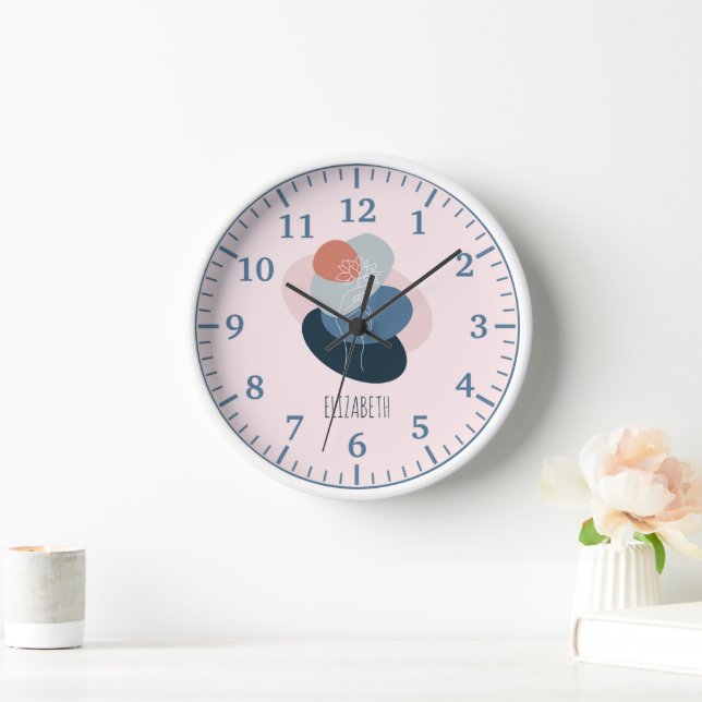 Horloge Moderne Cute Girly Boho Holding Flower Art (Maison)