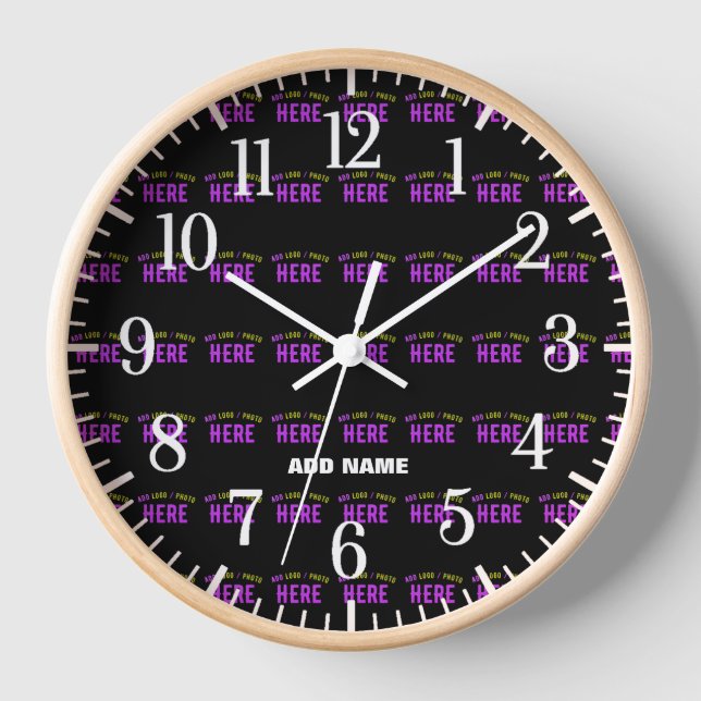 HORLOGE MODERNE ET MODERNE PERSONNALISABLE NOIR VÉRIFIÉ (Recto)