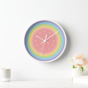 Horloge Moderne minimaliste Pastel Rainbow