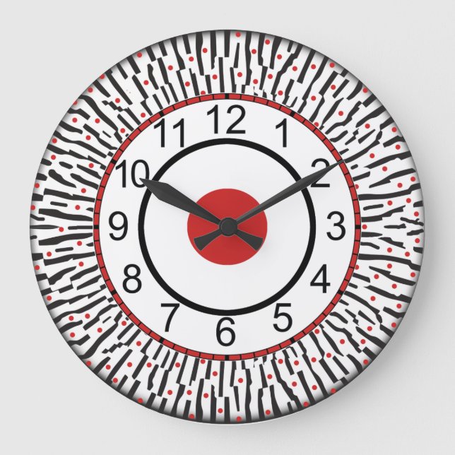 Horloge moderne noire, rouge, blanche (Recto)