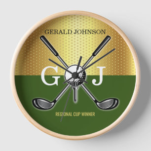Horloge Monogramme de golf élégant personnalisé minimalist