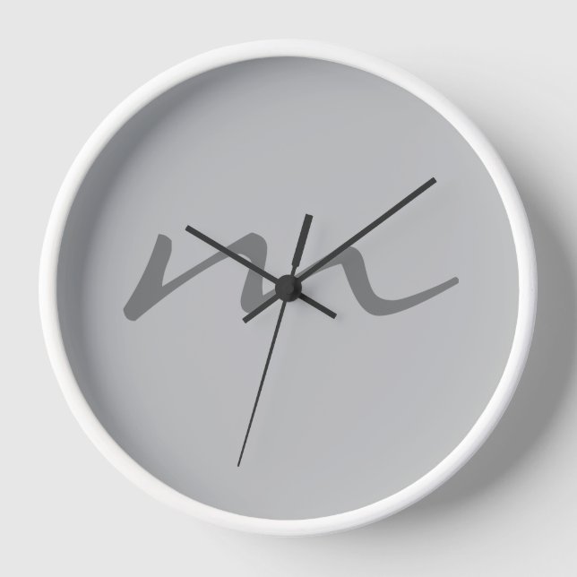 Horloge monogramme moderne tendance gris professionnel (Recto)