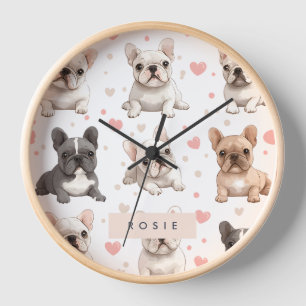 Horloge Monogramme Personalized Adorable French Bulldog