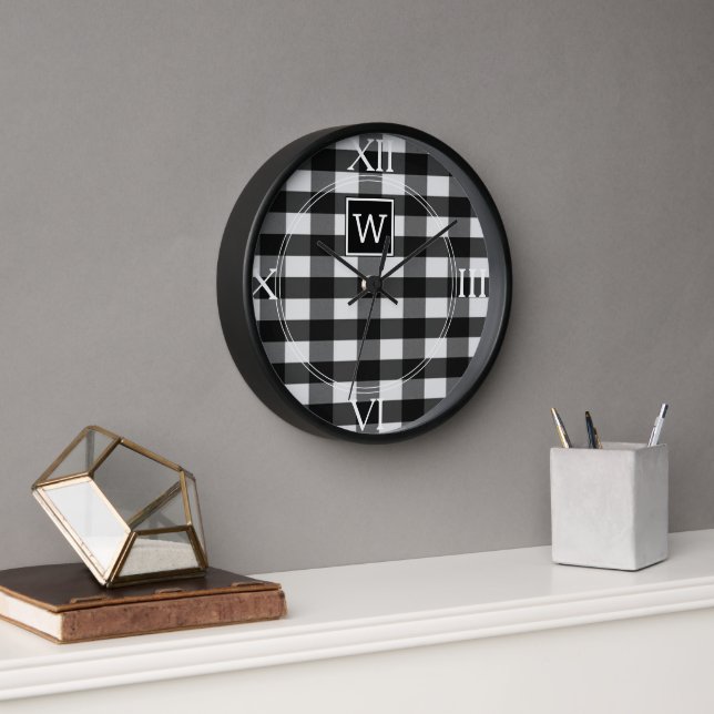 Horloge Monogramme Plaid Buffalo Noir (Bureau)