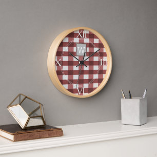 Horloge Monogramme Plaid Buffalo Rouge