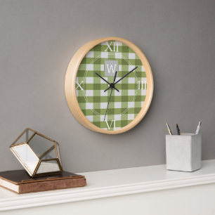 Horloge Monogramme Plaid Buffalo Vert