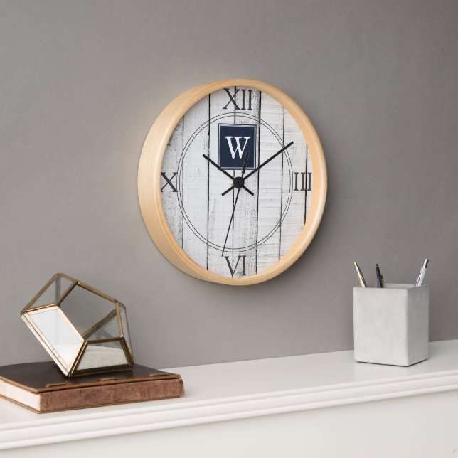 Horloge Monogramme Rustique de la Marine (Bureau)