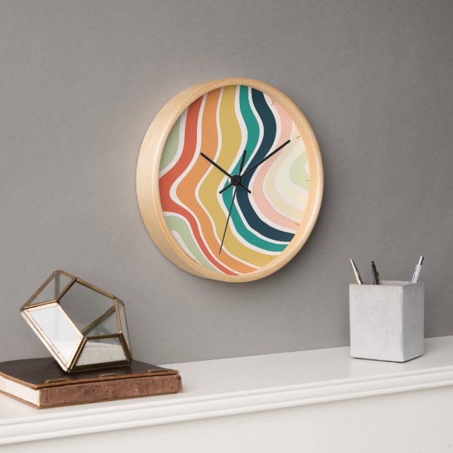 Horloge Motif Abstrait coloré (Bureau)