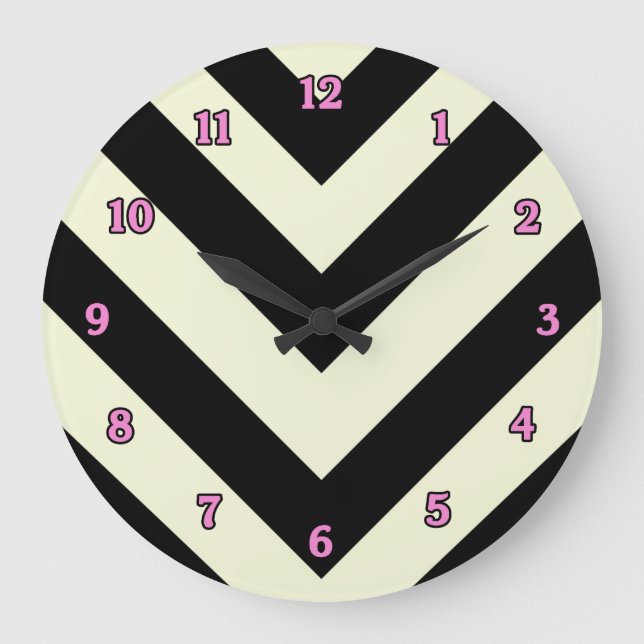 Horloge Motif Chevron noir et blanc (Recto)