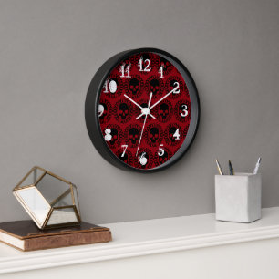 Horloge Motif crâne Élégant Amusement Halloween Goth N'imp
