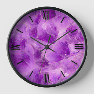 Horloge Motif de pierre précieuse, cristal d'améthyste