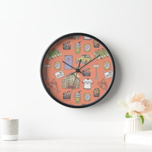 Horloge Motif d'icônes colorées AMIS™