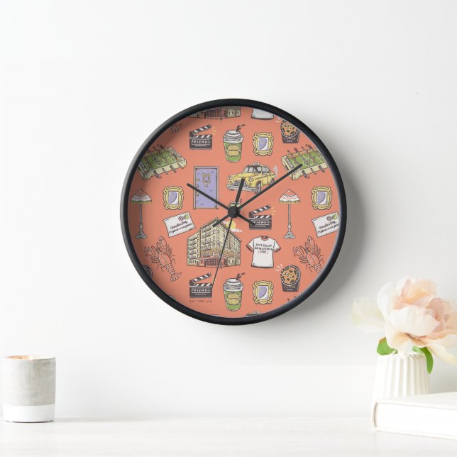 Horloge Motif d'icônes colorées AMIS™ (Maison)