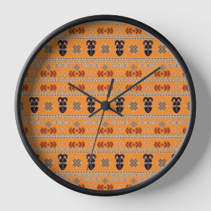 Horloge motif d'origine africaine avec des symboles.