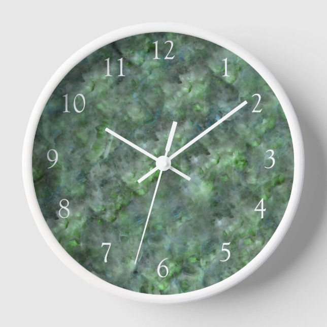 Horloge motif en granit de quartz vert Abstrait (Recto)