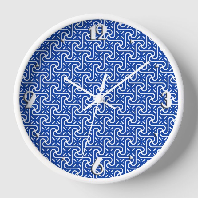 Horloge Motif en tuiles égyptiennes, bleu cobalt et blanc  (Recto)
