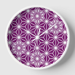 Horloge Motif japonais Asanoha - violet aubergine