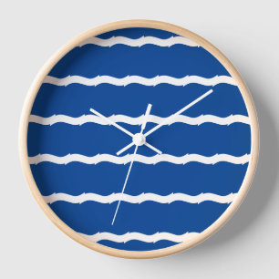 Horloge Motif moderne de vagues de mer bleues côtières