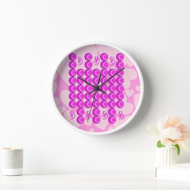 Horloge Motif rétro rose dans le style tendance avec monog (Maison)