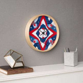 horloge motif rouge et bleu