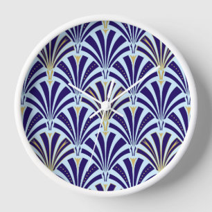 Horloge Motif ventilateur Art déco - cobalt et bleu ciel
