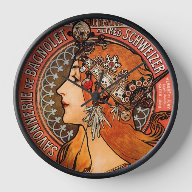 Horloge Mucha Art Nouveau Lady (Recto)