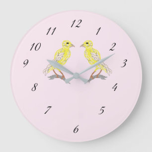 Horloge Mur Acrylique : Canaries Jaunes