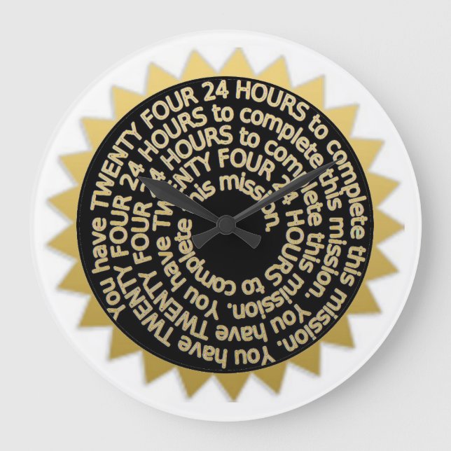 Horloge Mur Acrylique Or Noir 24 Heures (Recto)