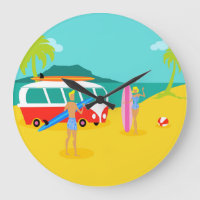 Horloge Mur Acrylique Rétro Surfer Couple