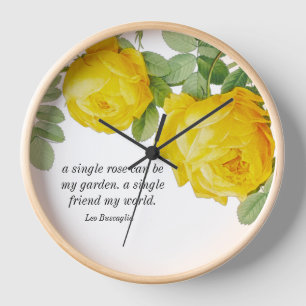 Horloge Mur de rose jaune d'amitié 