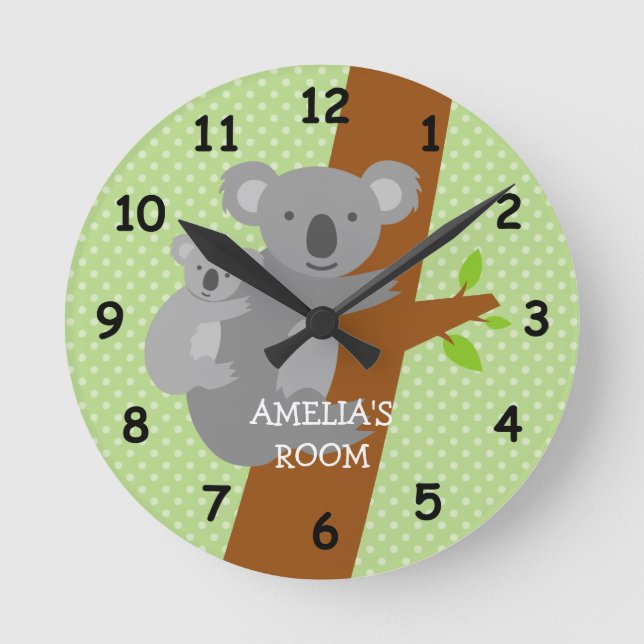 Horloge mural de nurserie avec des pois et un ours (Recto)