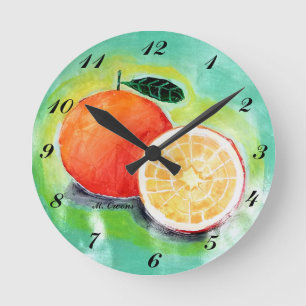 Horloge Mural Orange Acrylique