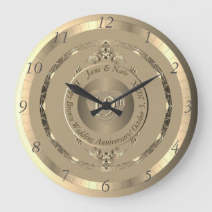 Horloge murale 19e et 8e anniversaire de bronze